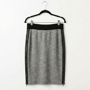Anthropologie Leifsdottir Cloud Deck Pencil Skirt Gray Knit Side Zip